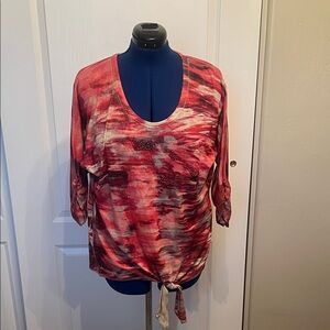 Elegant Red Tie-Dye Blouse